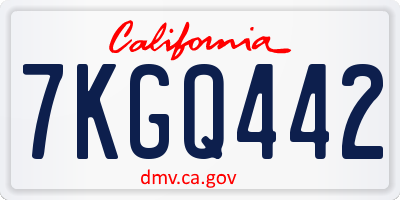 CA license plate 7KGQ442