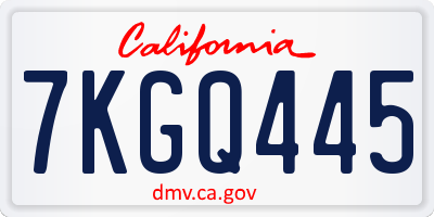 CA license plate 7KGQ445