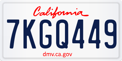 CA license plate 7KGQ449