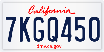 CA license plate 7KGQ450