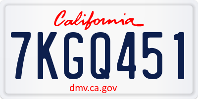 CA license plate 7KGQ451