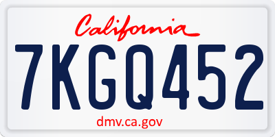 CA license plate 7KGQ452
