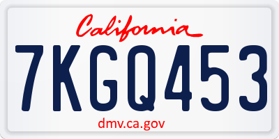 CA license plate 7KGQ453