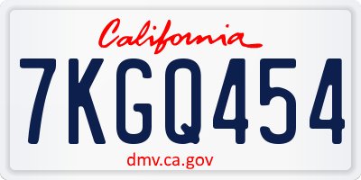 CA license plate 7KGQ454