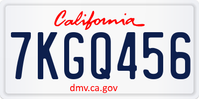 CA license plate 7KGQ456