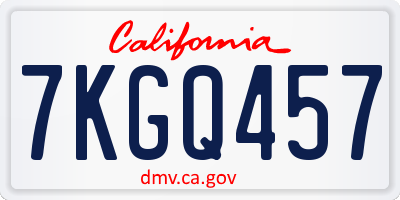 CA license plate 7KGQ457
