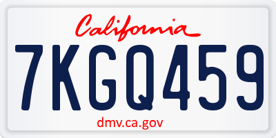 CA license plate 7KGQ459
