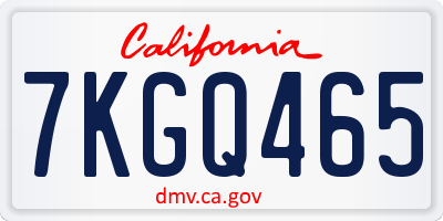 CA license plate 7KGQ465