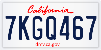 CA license plate 7KGQ467
