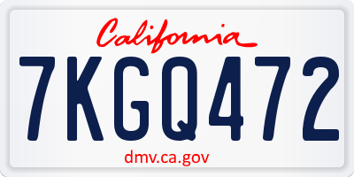 CA license plate 7KGQ472