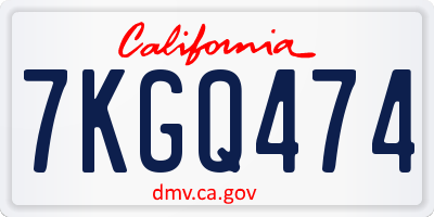 CA license plate 7KGQ474