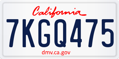 CA license plate 7KGQ475