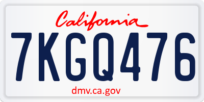 CA license plate 7KGQ476