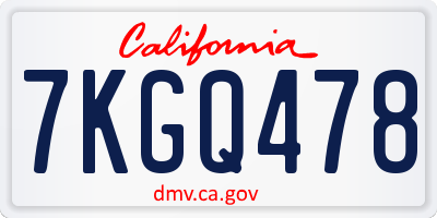 CA license plate 7KGQ478