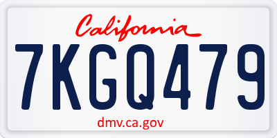 CA license plate 7KGQ479