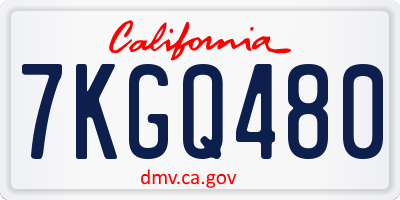 CA license plate 7KGQ480