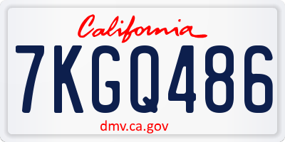 CA license plate 7KGQ486