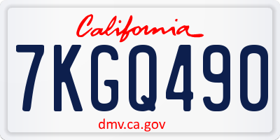 CA license plate 7KGQ490