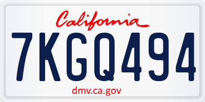 CA license plate 7KGQ494
