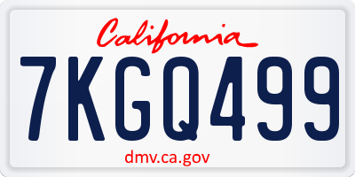 CA license plate 7KGQ499