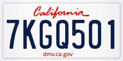 CA license plate 7KGQ501