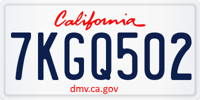 CA license plate 7KGQ502