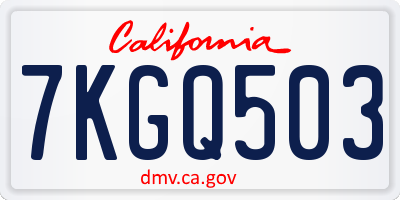 CA license plate 7KGQ503