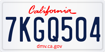 CA license plate 7KGQ504