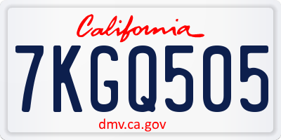 CA license plate 7KGQ505