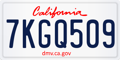 CA license plate 7KGQ509