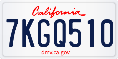 CA license plate 7KGQ510
