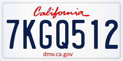 CA license plate 7KGQ512