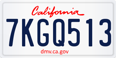 CA license plate 7KGQ513