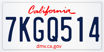 CA license plate 7KGQ514