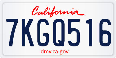 CA license plate 7KGQ516