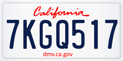 CA license plate 7KGQ517