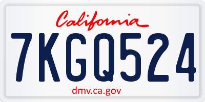 CA license plate 7KGQ524