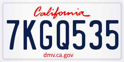 CA license plate 7KGQ535