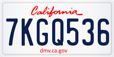 CA license plate 7KGQ536