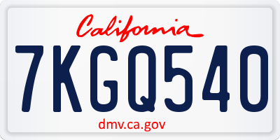 CA license plate 7KGQ540