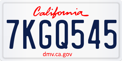 CA license plate 7KGQ545