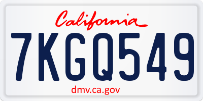 CA license plate 7KGQ549