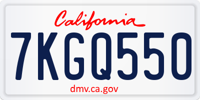 CA license plate 7KGQ550