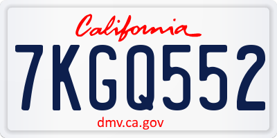 CA license plate 7KGQ552