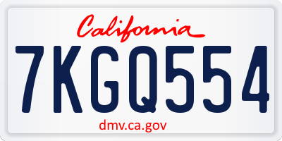 CA license plate 7KGQ554