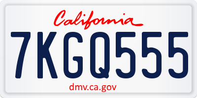 CA license plate 7KGQ555