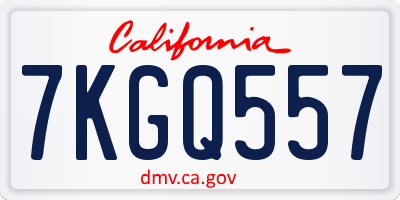 CA license plate 7KGQ557