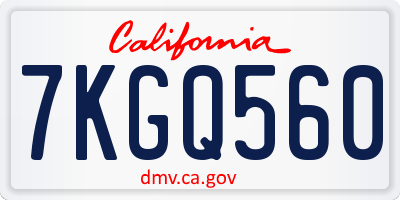 CA license plate 7KGQ560
