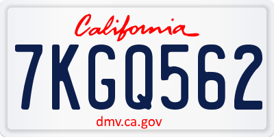 CA license plate 7KGQ562