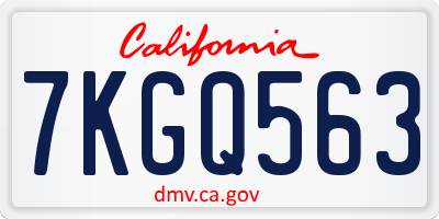 CA license plate 7KGQ563